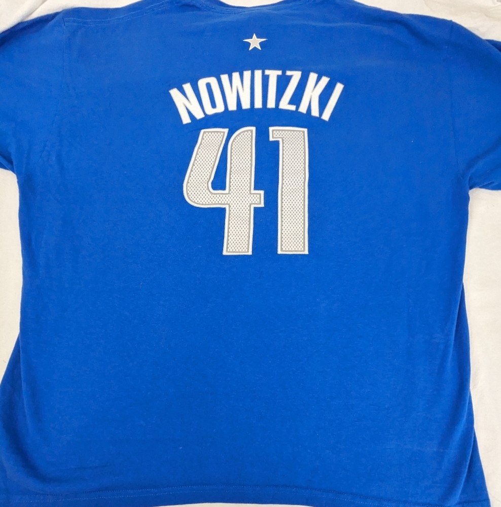 Dallas Mavericks NBA Legend #41 Dirk Nowitzki Blue Tee XL